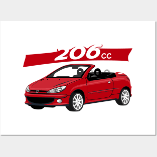 City car 206 cc Coupe Cabriolet france red Posters and Art
